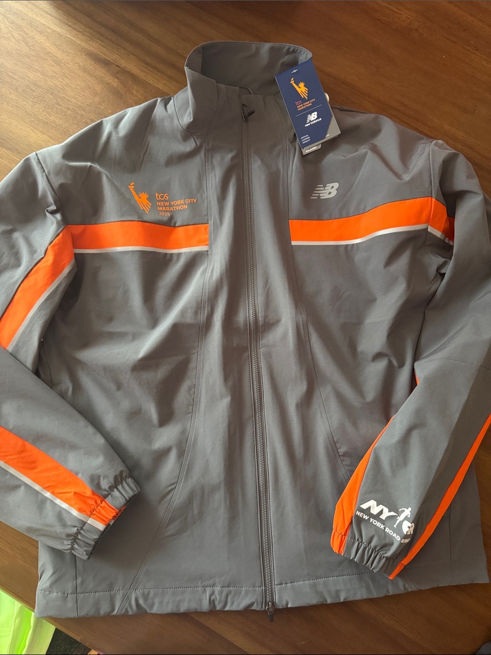 New Balance TCS NYC marathon 2025 Gray Jacket with Orange